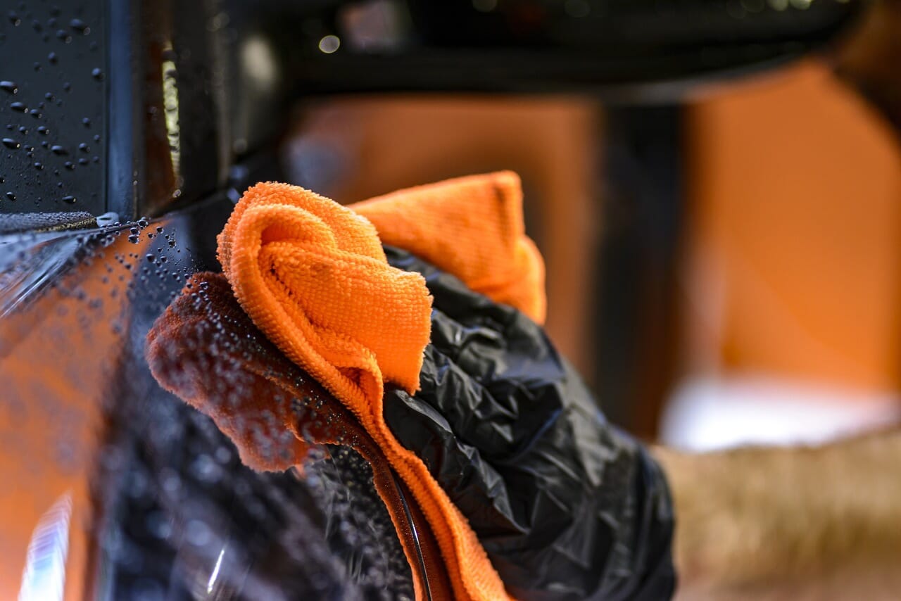 Drying Car with Microfiber Towel