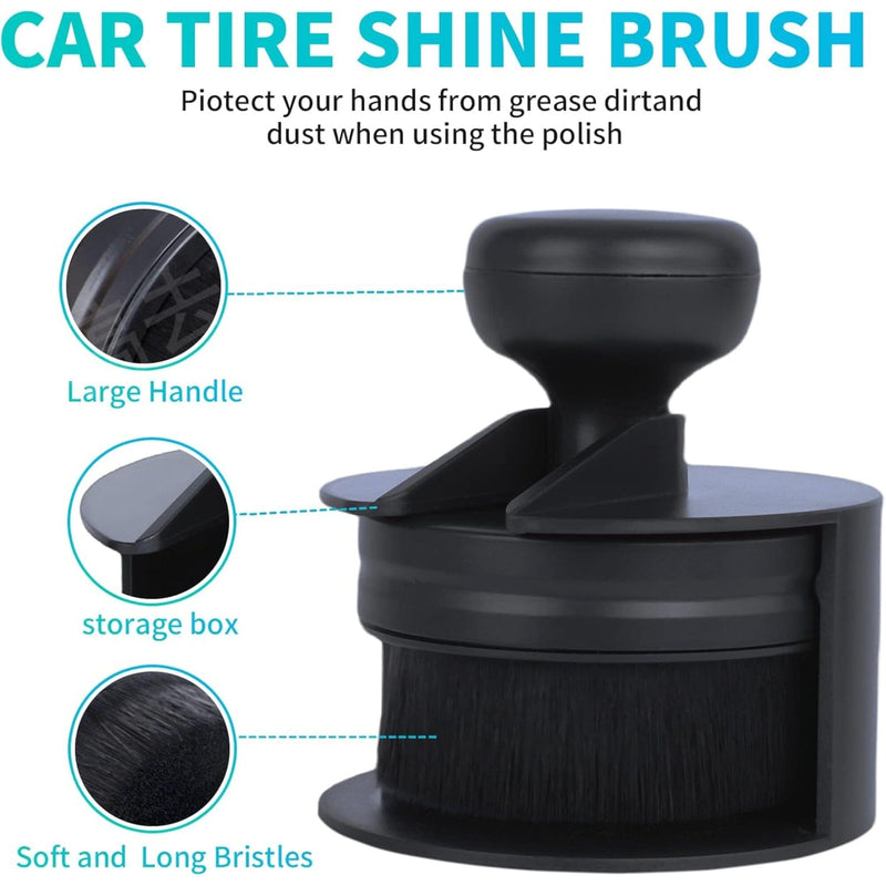 Tire Shine Brush with Storage Base – Soft Bristle Tire Dressing Applicator Applicator Detailer's Choice, Inc. 