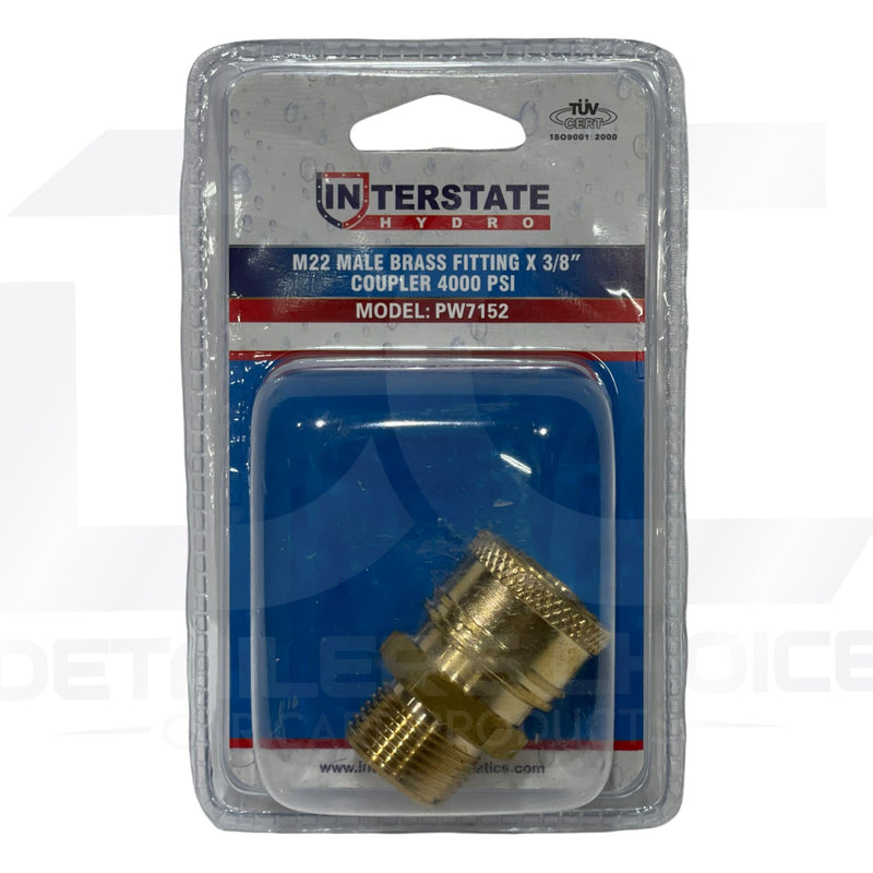 Interstate Pneumatics PW7152 Pressure Washer M22 Male Fitting x 3/8 Inch QC, Brass Coupler 2700 PSI Pressure Gun Parts Interstate Pneumatics 